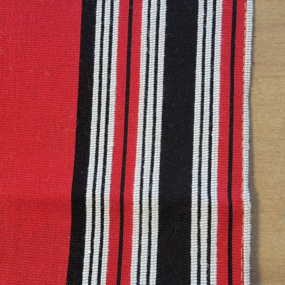 Pocket Square Or Handkerchief Red With Striped Trim And Flowers Cotton‎ 10" NWOT - Picture 4 of 4